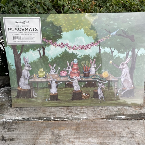 Hester & Cook Spring social placemats bunny rabbits birthday tea party - Picture 2 of 7
